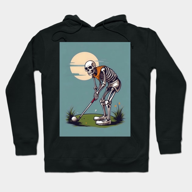 Skelton Playing Golf Hoodie by VivaLaRetro